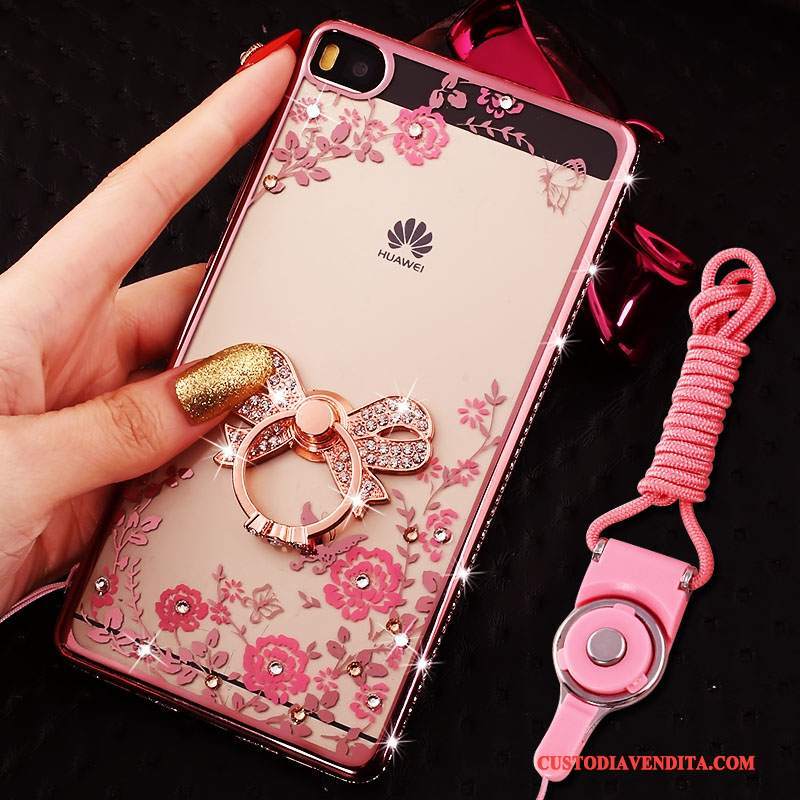 Custodia Huawei P8 Strass Morbidotelefono, Cover Huawei P8 Silicone Rosa