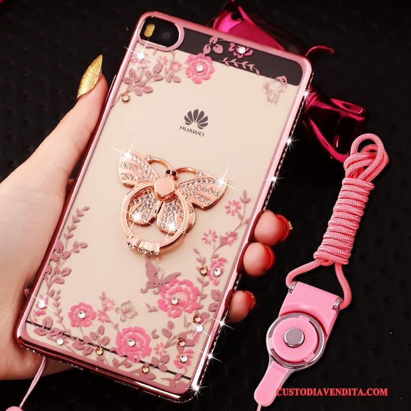 Custodia Huawei P8 Strass Morbidotelefono, Cover Huawei P8 Silicone Rosa