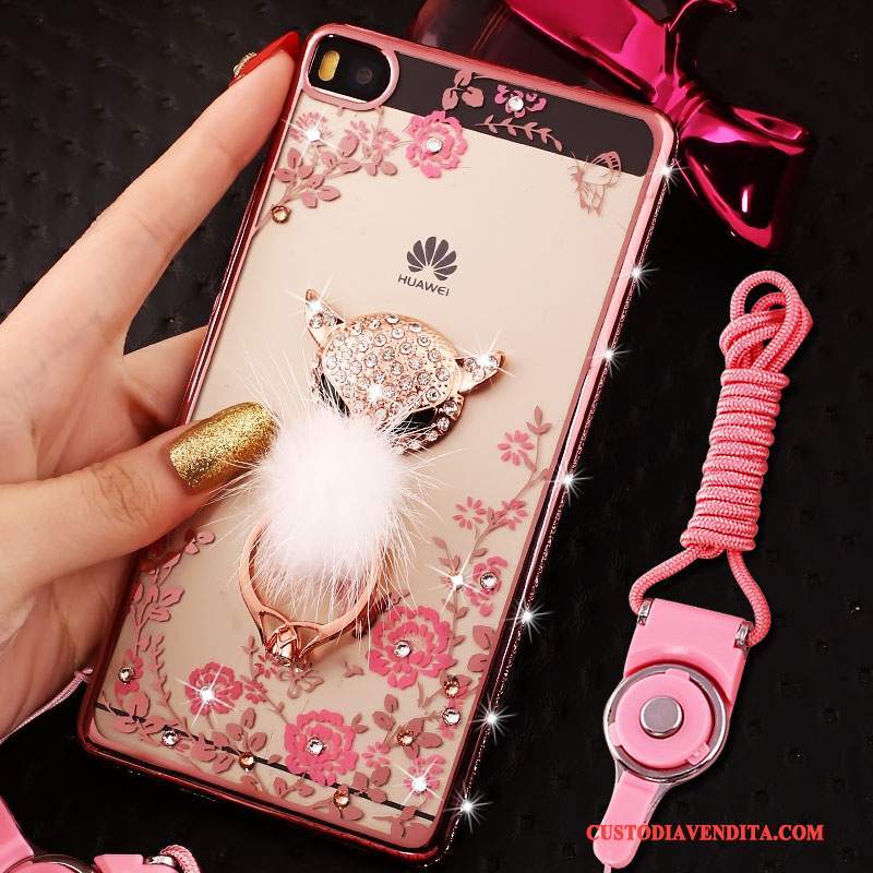 Custodia Huawei P8 Strass Morbidotelefono, Cover Huawei P8 Silicone Rosa