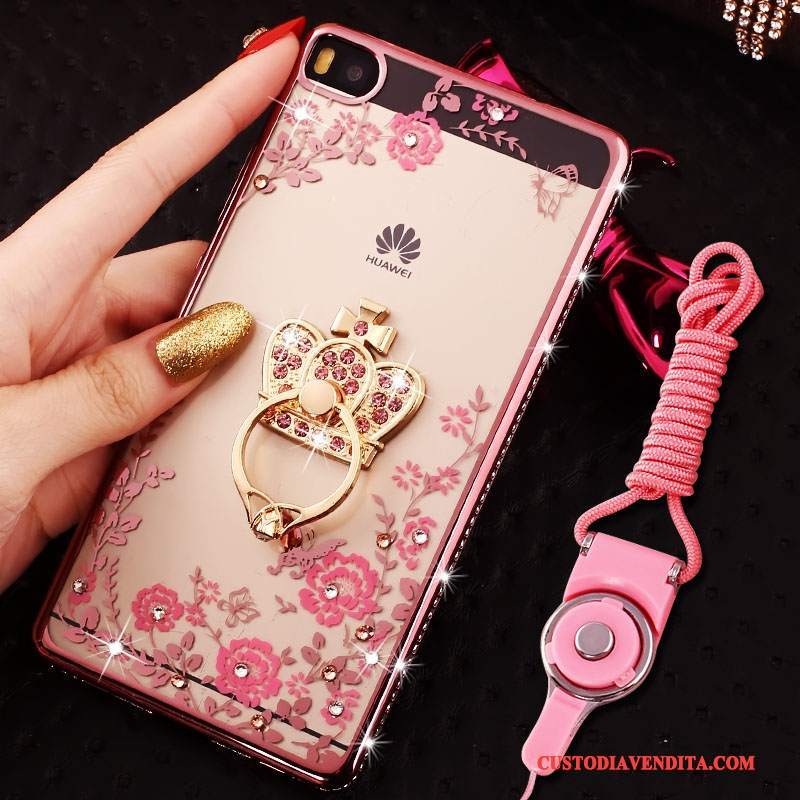 Custodia Huawei P8 Strass Morbidotelefono, Cover Huawei P8 Silicone Rosa