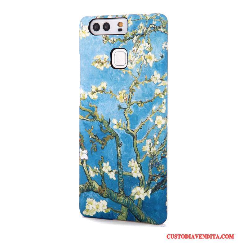 Custodia Huawei P9 Creativo Macchiati Arancione, Cover Huawei P9 Protezione Tendenza Fiori