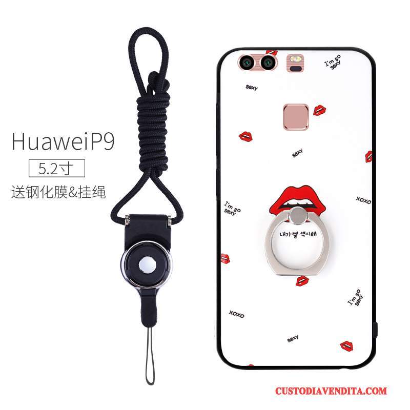 Custodia Huawei P9 Creativo Ring Anti-caduta, Cover Huawei P9 Goffratura Telefono Morbido