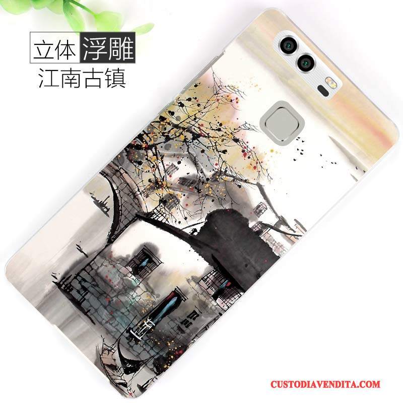 Custodia Huawei P9 Creativo Telefono Anti-caduta, Cover Huawei P9 Cartone Animato Giallo Macchiati