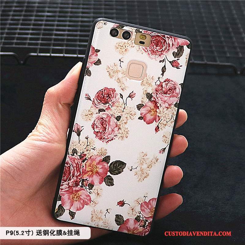 Custodia Huawei P9 Goffratura Di Personalità Anti-caduta, Cover Huawei P9 Protezione Rosa Stile Cinese