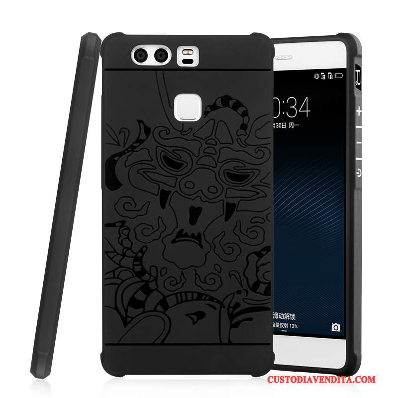 Custodia Huawei P9 Goffratura Leggeretelefono, Cover Huawei P9 Protezione Grigio Chiaro