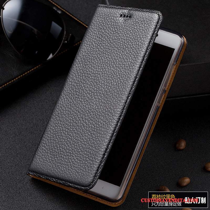 Custodia Huawei P9 Lite Pelle Nerotelefono, Cover Huawei P9 Lite Folio Litchi Gioventù