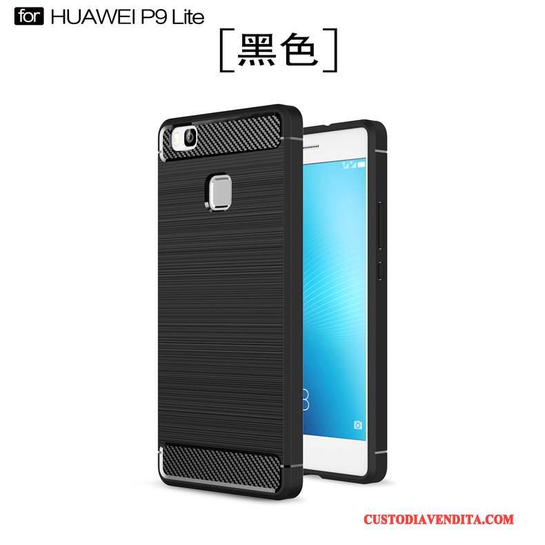 Custodia Huawei P9 Lite Protezione Nero Seta, Cover Huawei P9 Lite Modello Morbido