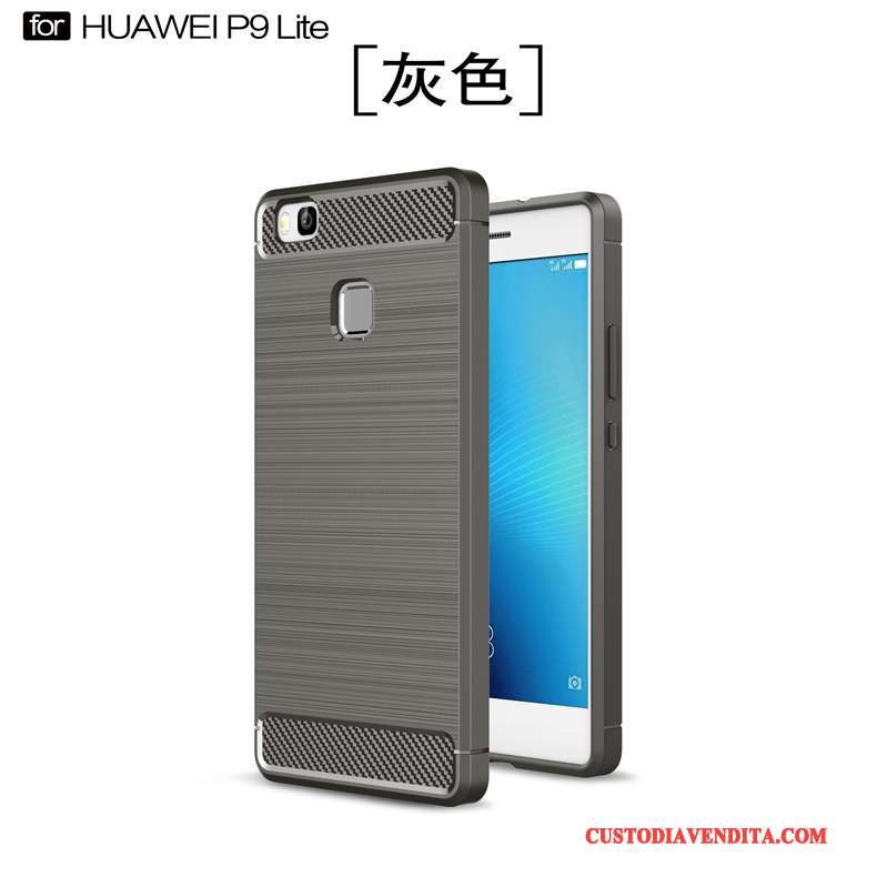 Custodia Huawei P9 Lite Protezione Nero Seta, Cover Huawei P9 Lite Modello Morbido