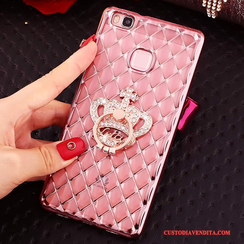 Custodia Huawei P9 Lite Strass Rosatelefono, Cover Huawei P9 Lite Silicone Sottile Anti-caduta