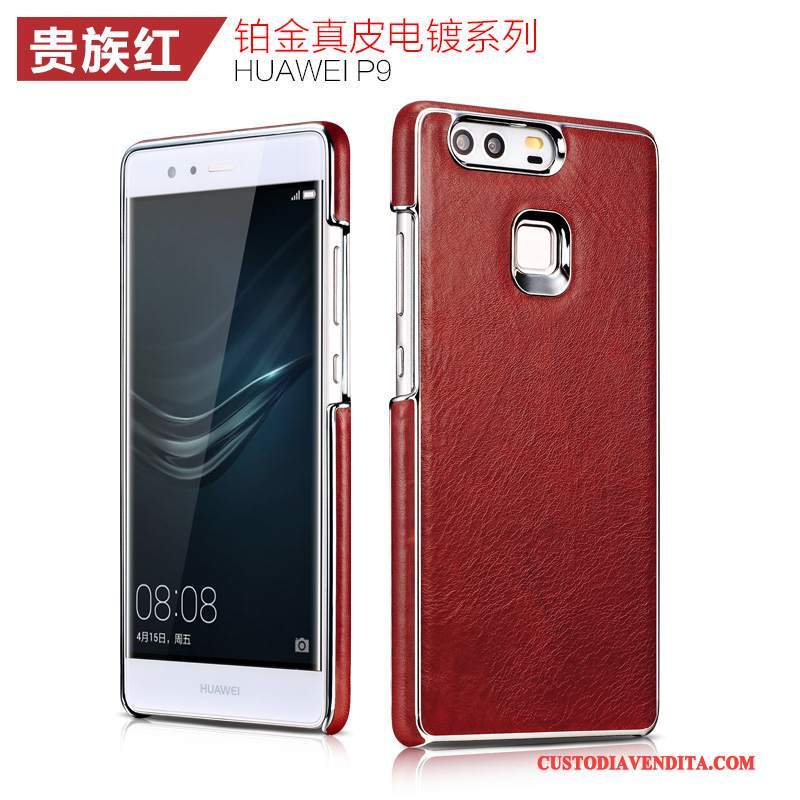 Custodia Huawei P9 Pelle Lusso Anti-caduta, Cover Huawei P9 Protezione Telefono Metallo