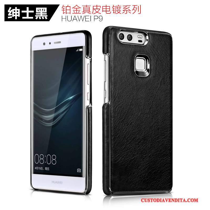 Custodia Huawei P9 Pelle Lusso Anti-caduta, Cover Huawei P9 Protezione Telefono Metallo