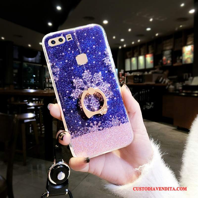 Custodia Huawei P9 Plus Creativo Amanti Blu, Cover Huawei P9 Plus Di Personalità Fiocco Di Neve