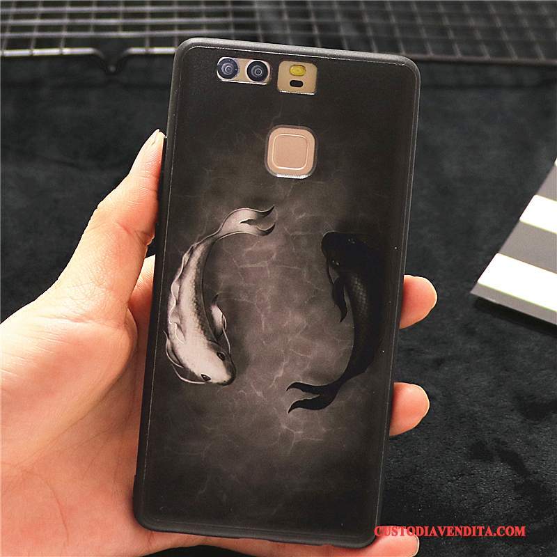 Custodia Huawei P9 Plus Creativo Di Personalità Stile Cinese, Cover Huawei P9 Plus Tendenza Nero