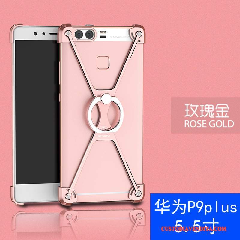 Custodia Huawei P9 Plus Creativo Metallo Ring, Cover Huawei P9 Plus Telaio Argento