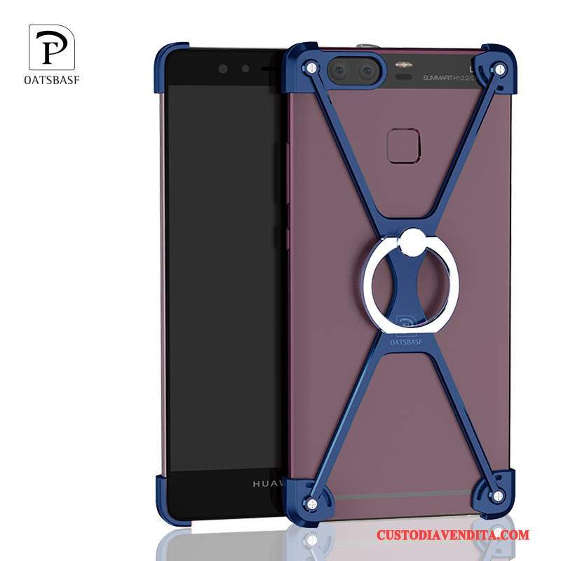 Custodia Huawei P9 Plus Creativo Metallo Ring, Cover Huawei P9 Plus Telaio Argento