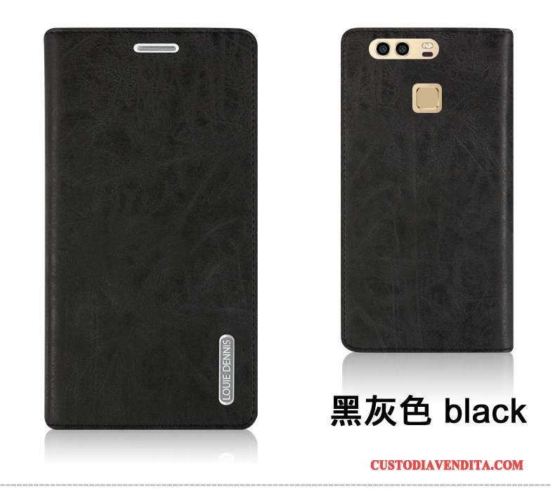 Custodia Huawei P9 Plus Folio Verdetelefono, Cover Huawei P9 Plus Pelle Coperchio Posteriore Anti-caduta