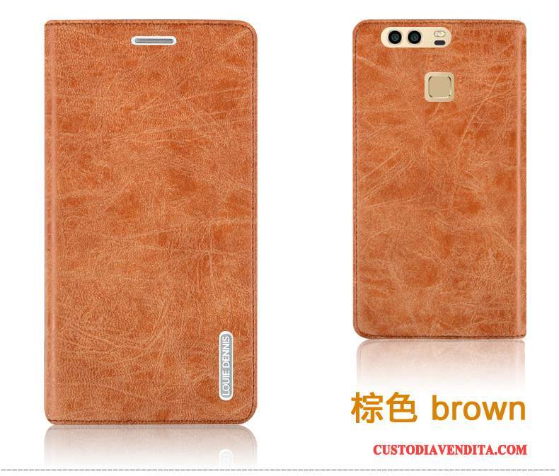 Custodia Huawei P9 Plus Folio Verdetelefono, Cover Huawei P9 Plus Pelle Coperchio Posteriore Anti-caduta