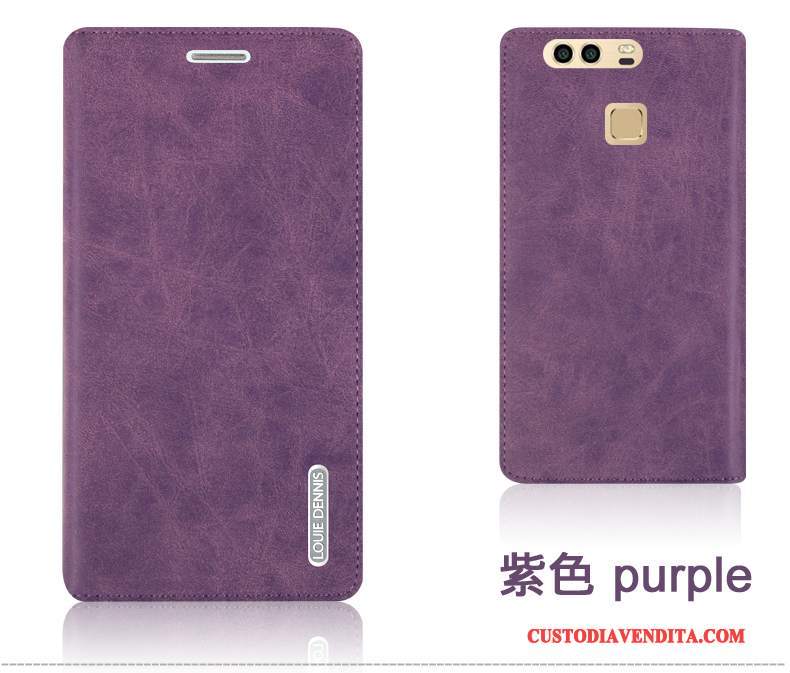 Custodia Huawei P9 Plus Folio Verdetelefono, Cover Huawei P9 Plus Pelle Coperchio Posteriore Anti-caduta