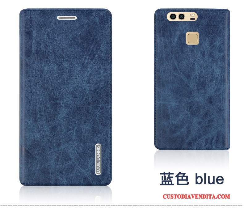 Custodia Huawei P9 Plus Folio Verdetelefono, Cover Huawei P9 Plus Pelle Coperchio Posteriore Anti-caduta