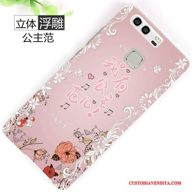 Custodia Huawei P9 Plus Goffratura Rosa Di Personalità, Cover Huawei P9 Plus Protezione Tendenza Difficile