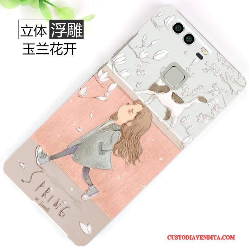 Custodia Huawei P9 Plus Goffratura Rosa Di Personalità, Cover Huawei P9 Plus Protezione Tendenza Difficile