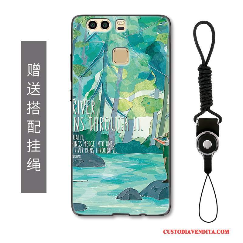 Custodia Huawei P9 Plus Moda Ornamenti Appesi Verde, Cover Huawei P9 Plus Protezione Arte Anti-caduta