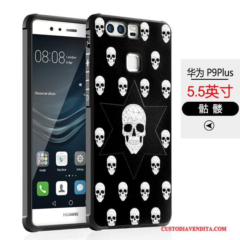 Custodia Huawei P9 Plus Protezione Morbidotelefono, Cover Huawei P9 Plus Cartone Animato Anti-caduta Nero