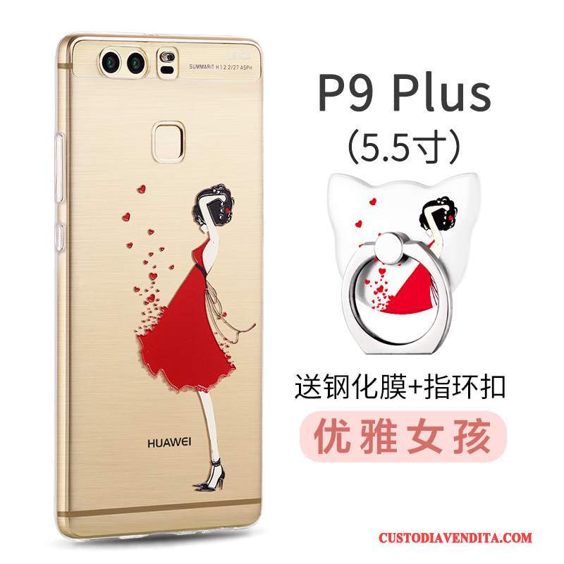 Custodia Huawei P9 Plus Protezione Rosso Anti-caduta, Cover Huawei P9 Plus Creativo Macchiatitelefono