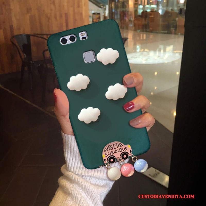 Custodia Huawei P9 Plus Silicone Marchio Di Tendenza Verde Scuro, Cover Huawei P9 Plus Tridimensionale Anti-caduta