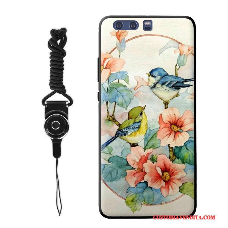 Custodia Huawei P9 Plus Silicone Nero Di Personalità, Cover Huawei P9 Plus Vintage Fiori Ornamenti Appesi