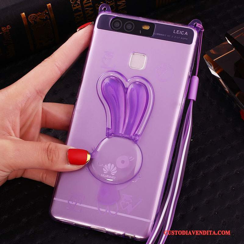 Custodia Huawei P9 Plus Silicone Sottile Porpora, Cover Huawei P9 Plus Cartone Animato Supporto