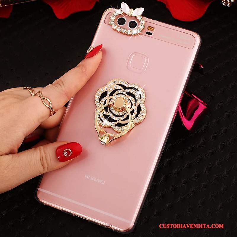 Custodia Huawei P9 Plus Silicone Telefono Morbido, Cover Huawei P9 Plus Protezione Anti-caduta Rosa