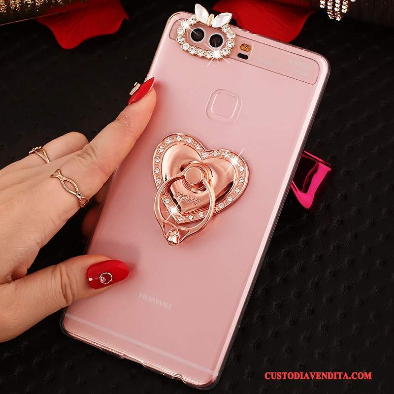 Custodia Huawei P9 Plus Silicone Telefono Morbido, Cover Huawei P9 Plus Protezione Anti-caduta Rosa