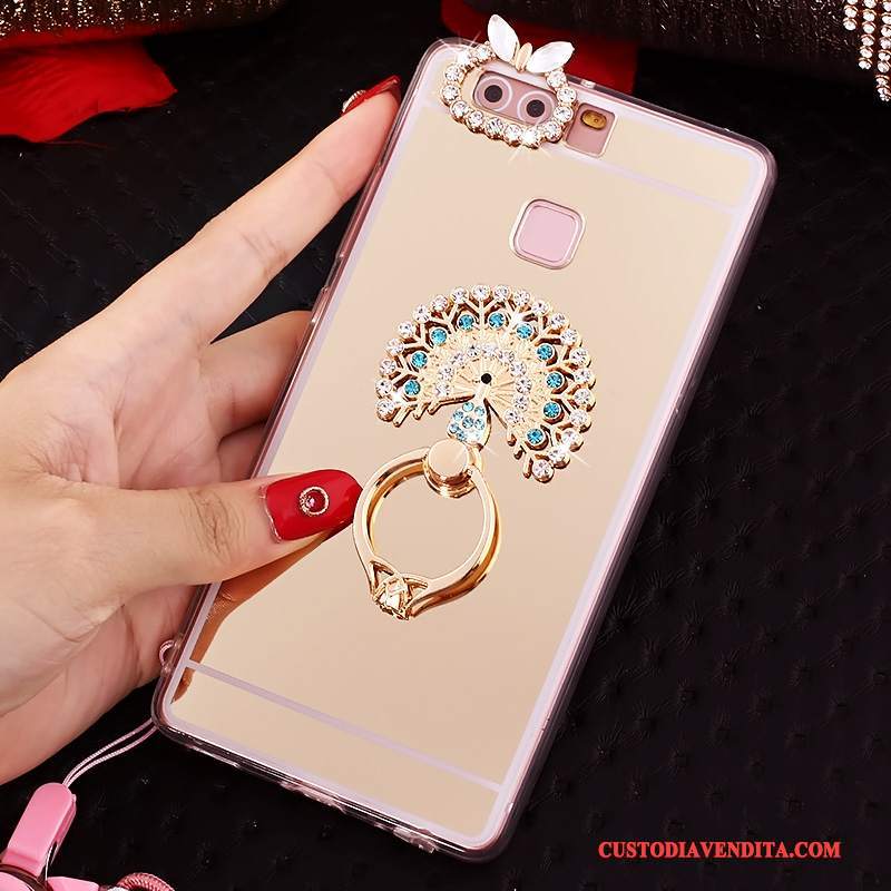 Custodia Huawei P9 Plus Strass Anti-caduta Tutto Incluso, Cover Huawei P9 Plus Protezione Rosa Ornamenti Appesi