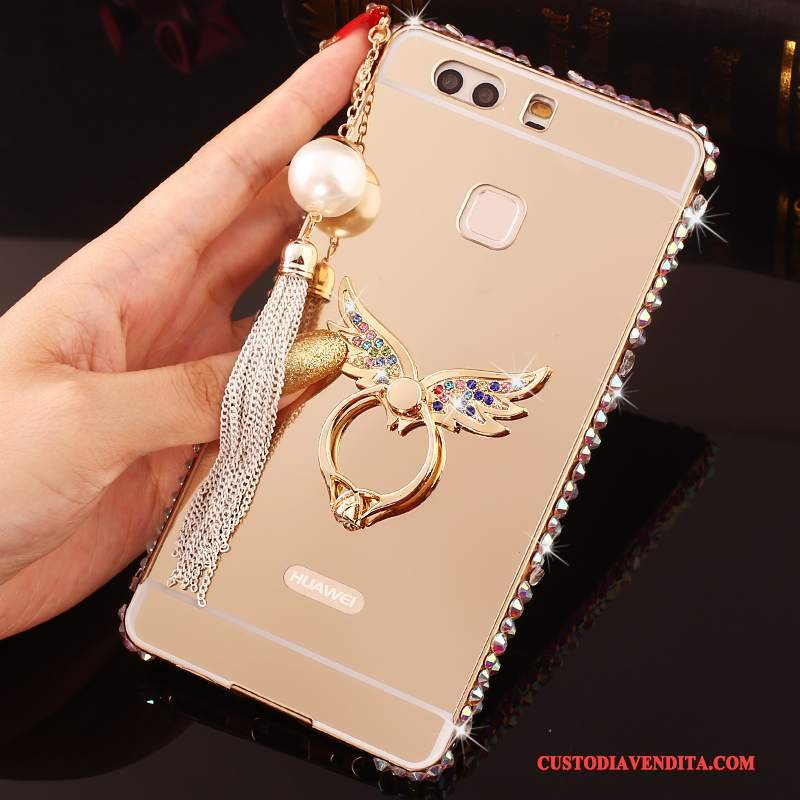 Custodia Huawei P9 Plus Strass Rosatelefono, Cover Huawei P9 Plus Protezione Metallo Telaio