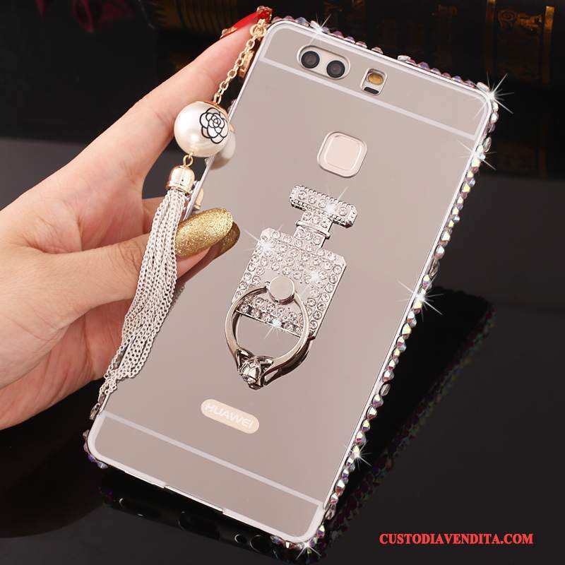 Custodia Huawei P9 Plus Strass Rosatelefono, Cover Huawei P9 Plus Protezione Metallo Telaio