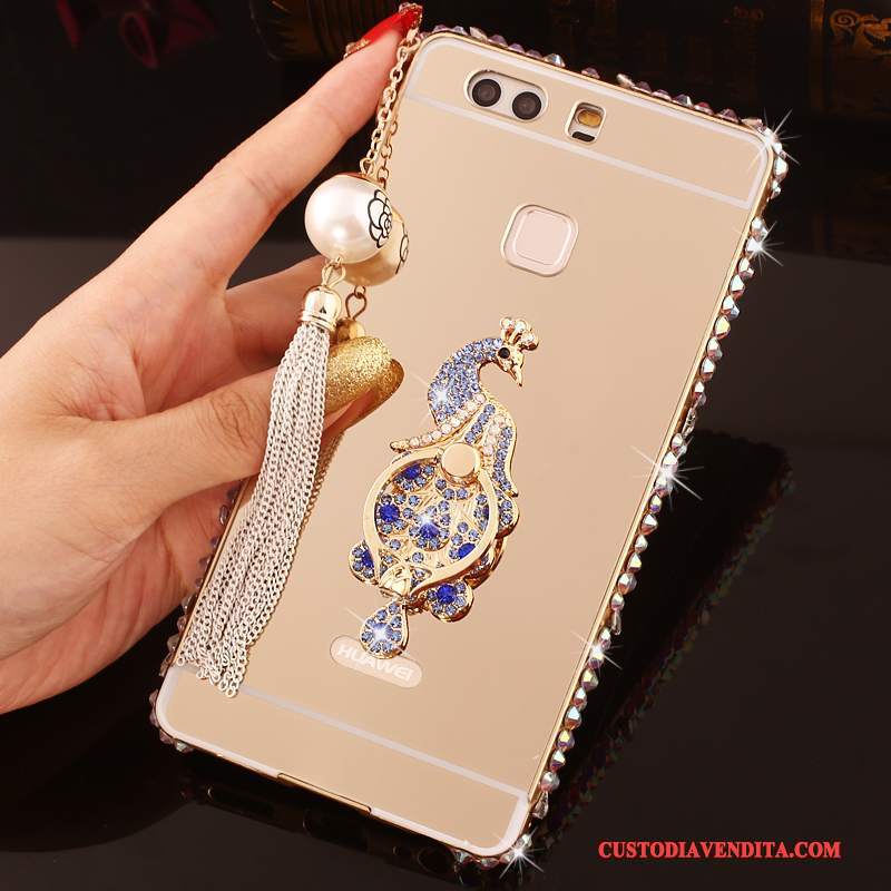 Custodia Huawei P9 Plus Strass Rosatelefono, Cover Huawei P9 Plus Protezione Metallo Telaio