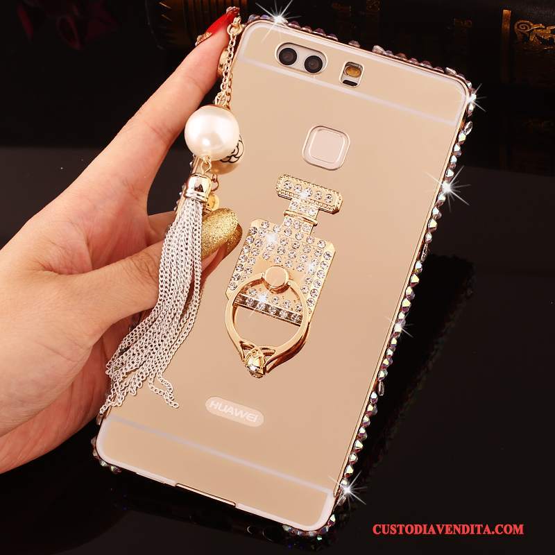 Custodia Huawei P9 Plus Strass Rosatelefono, Cover Huawei P9 Plus Protezione Metallo Telaio