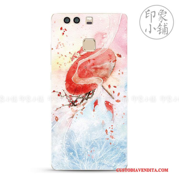 Custodia Huawei P9 Plus Vintage Dipinti A Mano Fresco, Cover Huawei P9 Plus Protezione Blu Semplici