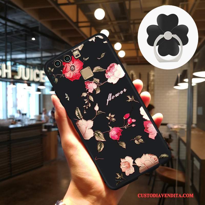 Custodia Huawei P9 Protezione Artetelefono, Cover Huawei P9 Goffratura Tendenza Nero