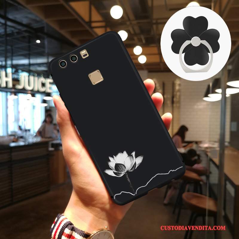 Custodia Huawei P9 Protezione Artetelefono, Cover Huawei P9 Goffratura Tendenza Nero