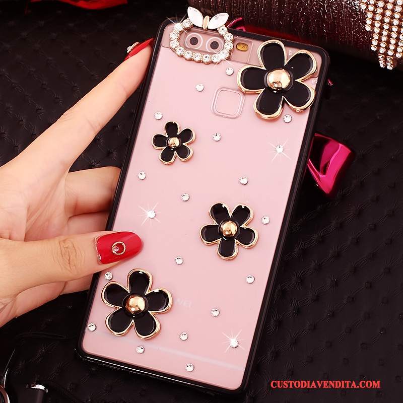 Custodia Huawei P9 Protezione Rosa Ornamenti Appesi, Cover Huawei P9 Strass Telefono