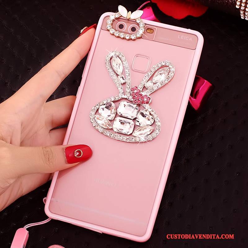 Custodia Huawei P9 Protezione Rosa Ornamenti Appesi, Cover Huawei P9 Strass Telefono