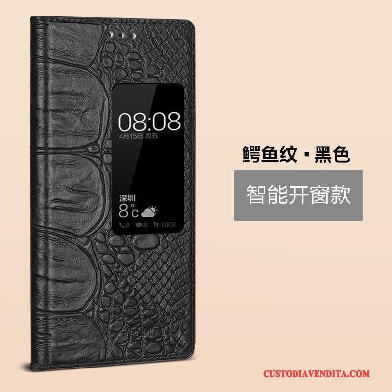 Custodia Huawei P9 Protezione Telefono Dormienza, Cover Huawei P9 Pelle Anti-caduta Nero