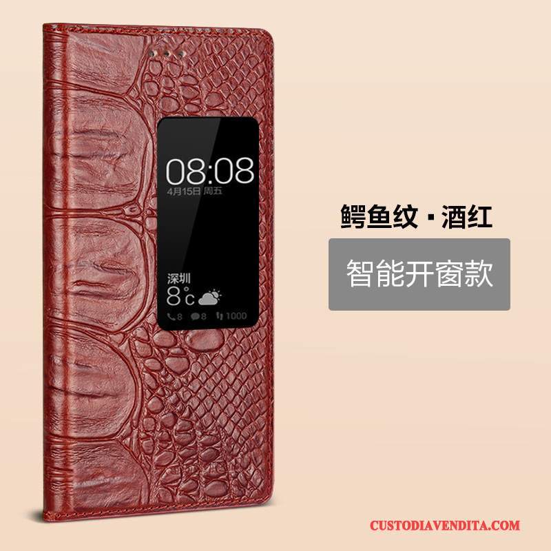 Custodia Huawei P9 Protezione Telefono Dormienza, Cover Huawei P9 Pelle Anti-caduta Nero