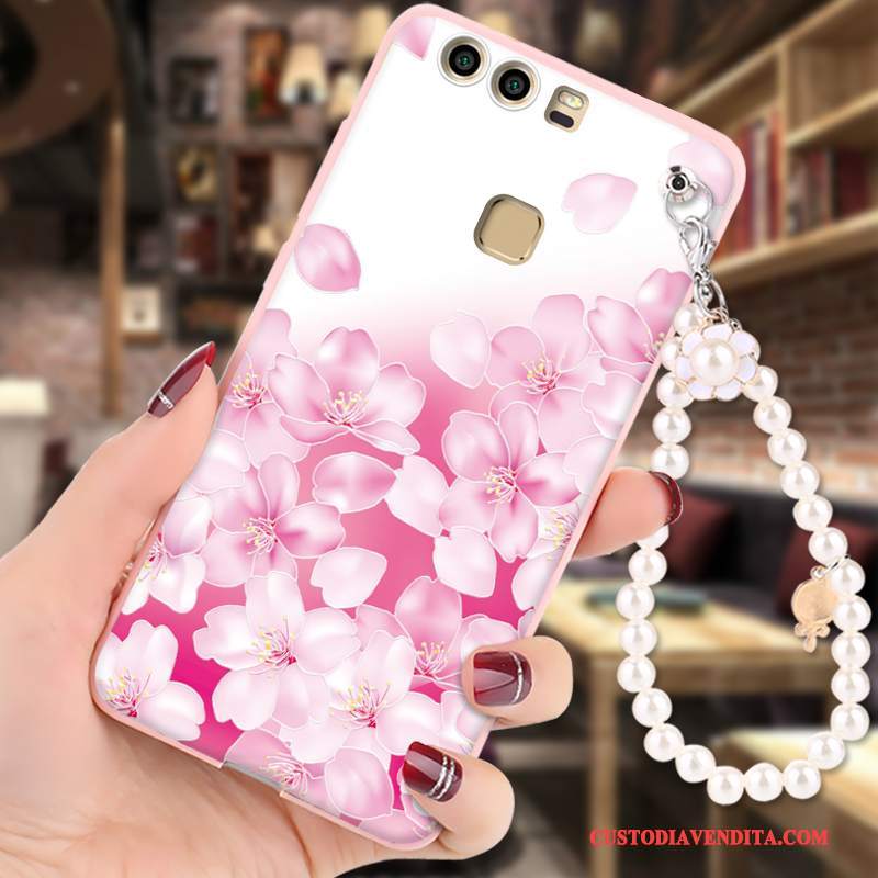 Custodia Huawei P9 Protezione Tutto Incluso Anti-caduta, Cover Huawei P9 Silicone Telefono Rosa