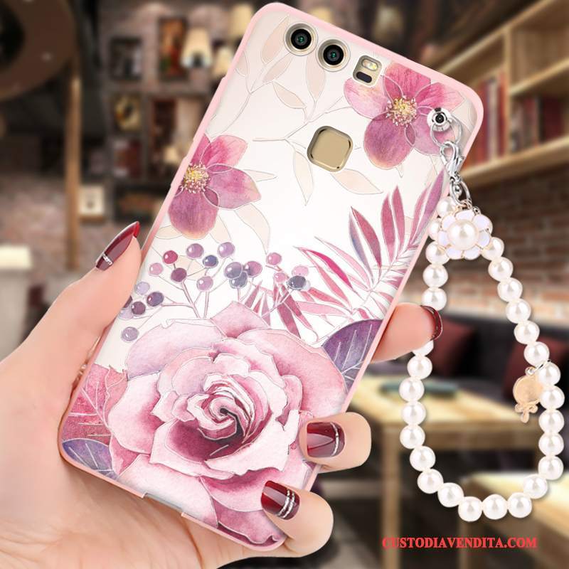 Custodia Huawei P9 Protezione Tutto Incluso Anti-caduta, Cover Huawei P9 Silicone Telefono Rosa