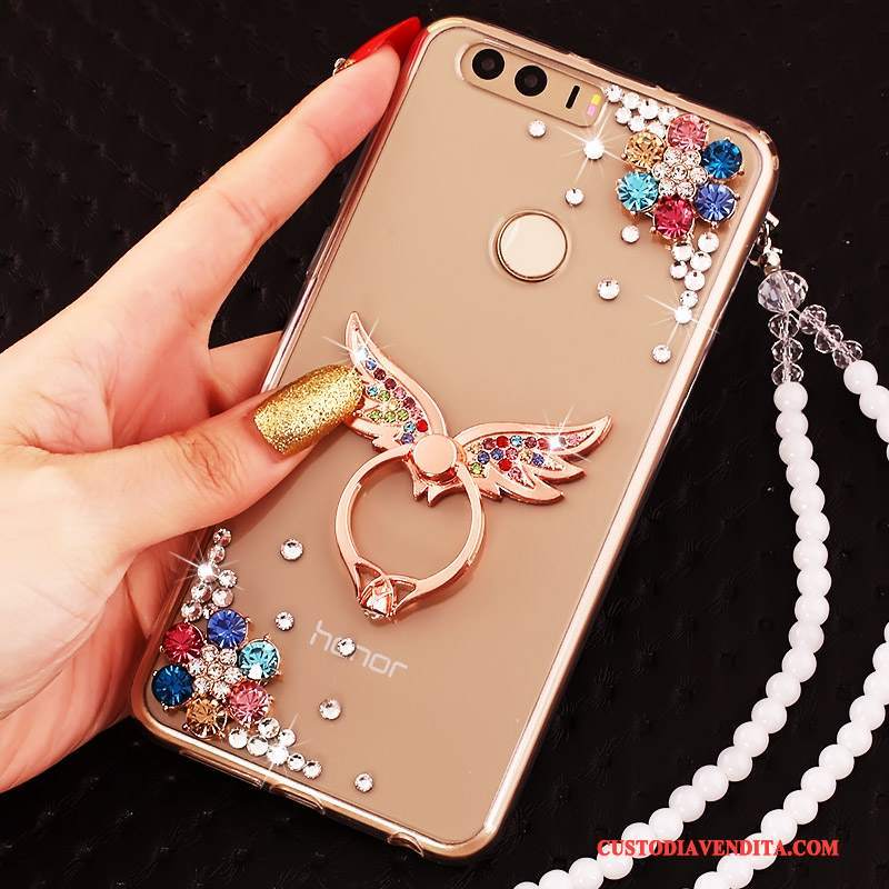 Custodia Huawei P9 Silicone Ornamenti Appesi Tutto Incluso, Cover Huawei P9 Strass Telefono Ring