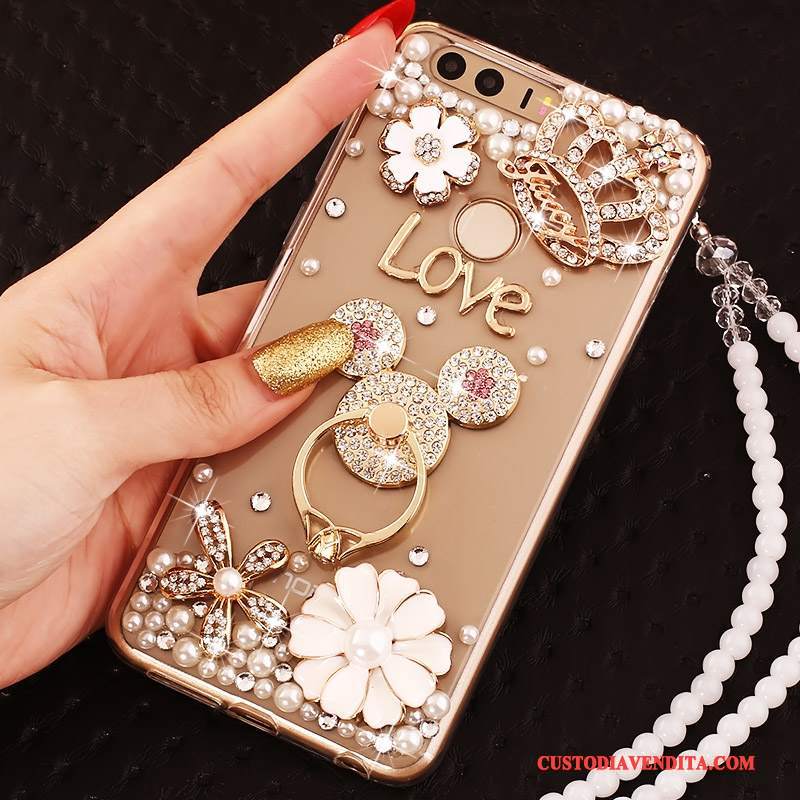 Custodia Huawei P9 Silicone Ornamenti Appesi Tutto Incluso, Cover Huawei P9 Strass Telefono Ring