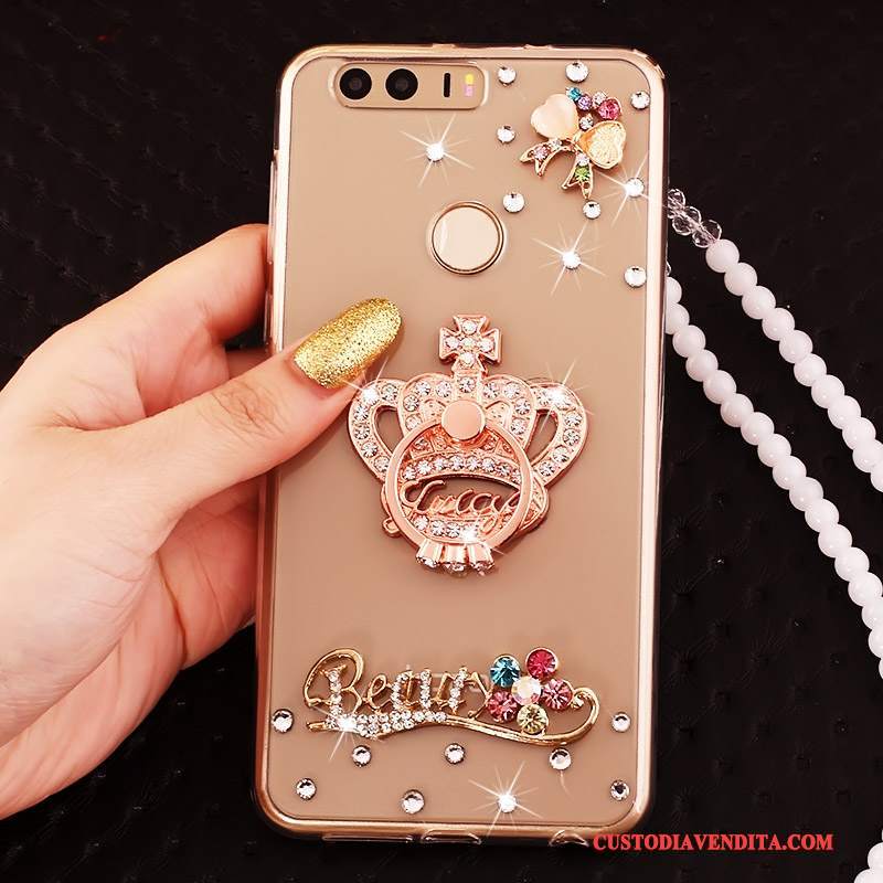 Custodia Huawei P9 Silicone Ornamenti Appesi Tutto Incluso, Cover Huawei P9 Strass Telefono Ring